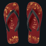 Chanclas Boda elegante novia Borgoña Profunda y Foliage Gol<br><div class="desc">Estos elegantes rollitos boda Bride borgoña profunda y dorados follaje tienen un fondo burdeos oscuro, adornado con un intrincado patrón dorado de vegetación floral y una tipografía moderna de personalizable. La combinación de los ricos burdeos y el oro brillante crean una estética elegante y lujosa. Vea la colección en esta...</div>