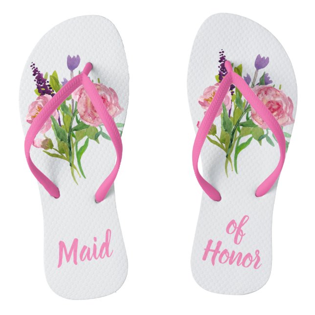 Chanclas Boda Flip Flops de Honor Floral Bouquet (Plantilla)