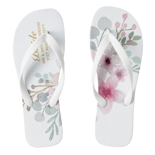 Chanclas Boda Floral acuarela Flipflops BRIDE Boho (Plantilla)