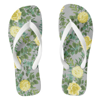 Chanclas Boda floral elegante amarillo y gris