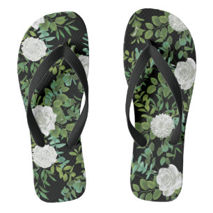 Chanclas Boda floral rosa blanca y negra