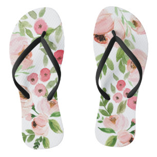 Chanclas Boda floral rosa con color de agua elegante
