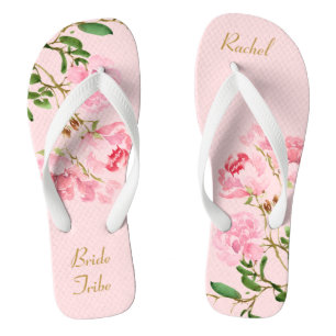 Chanclas Boda floral rosada personalizada Tribu flip