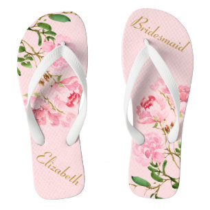 Chanclas Boda personalizado de la dama de honor floral rosa