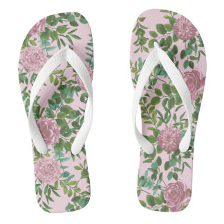 Chanclas Boda Primavera Jardín de Rosas Rosadas