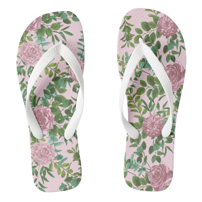 Chanclas Boda Primavera Jardín de Rosas Rosadas (Plantilla)