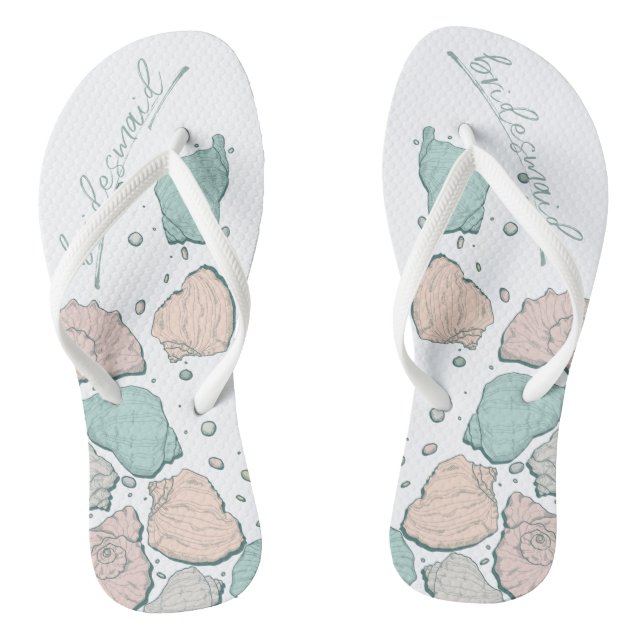 Chanclas BODAS SHOES | Moderno Seashells Coral Verde azulad (Plantilla)