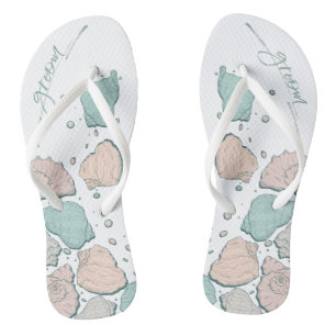Chanclas BODAS SHOES   Moderno Seashells Coral Verde azulad