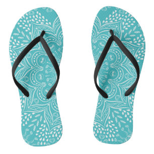 Chanclas Boho azul verde azulado Mandala
