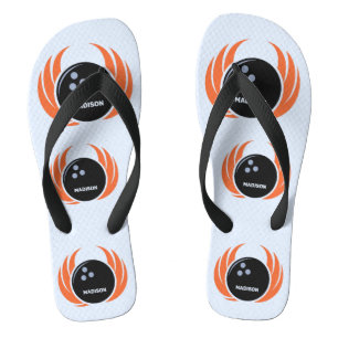 Chanclas Bola de bolos con nombre personalizado con llama