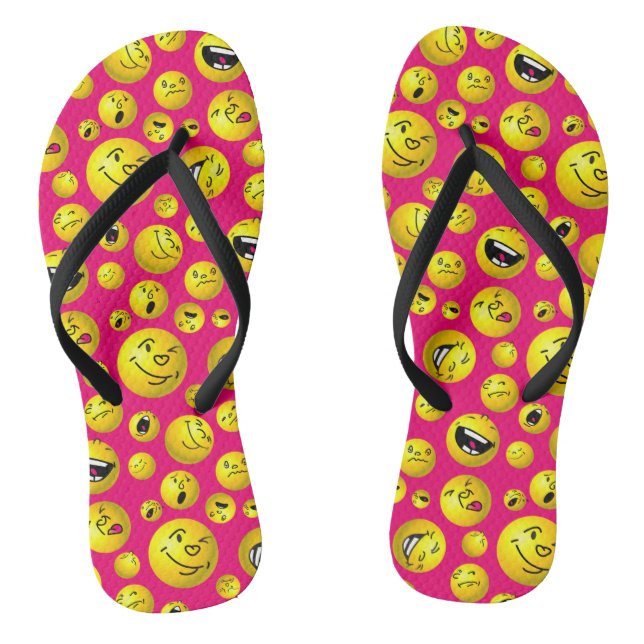 Chanclas Bolas de emoji sobre fondo magenta (Plantilla)