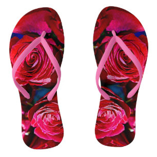 Chanclas Bonito Bunch De Rosas Rojas