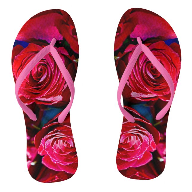 Chanclas Bonito Bunch De Rosas Rojas (Plantilla)