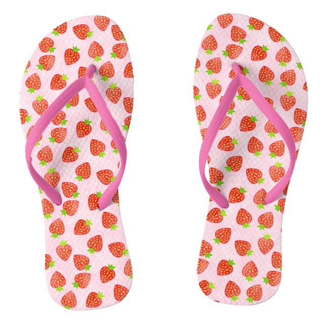 Chanclas Bonito Fruta de fresa crema en patrón rosa (Plantilla)