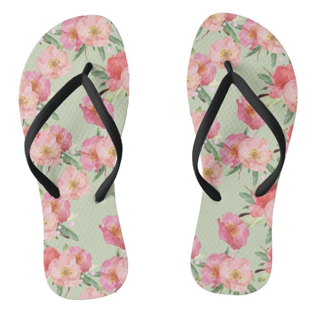 Chanclas Bonito Pink Garden Flores Acuarela (Plantilla)