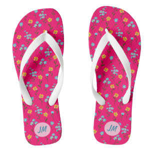 Chanclas Bonito Summerflowers Azul Amarillo Rosa + Monogram