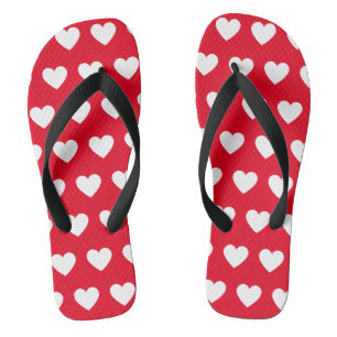 Chanclas Bonitos corazones rojos y blancos impresos
