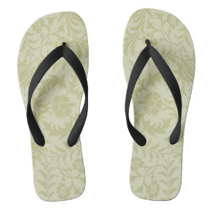 Chanclas Borage vintage verde suave damasco de William Morr