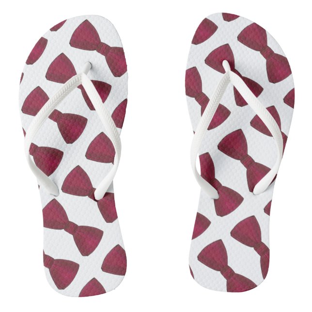 Chanclas Borgoña Bow Tie Bowtie Boda Prom Flip Flops (Plantilla)