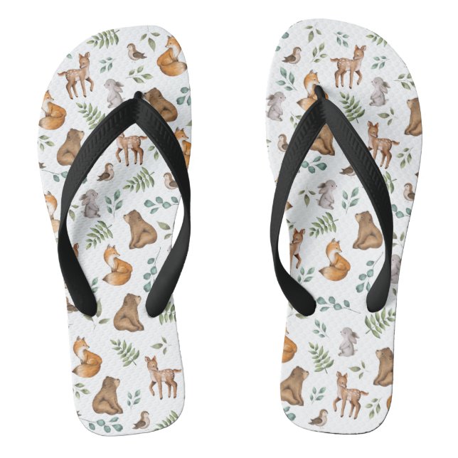 Chanclas Bosque de Woodland moderno Animales Deer Bear Fox  (Plantilla)