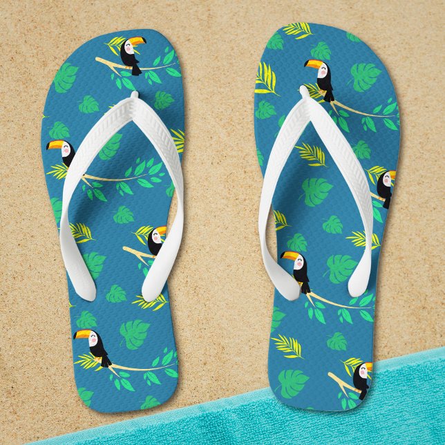 Chanclas Bosque tropical tropical azul y verde (Subido por el creador)