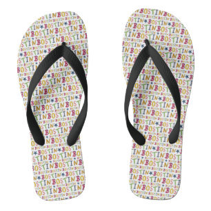Chanclas Bostin Black Country Word Flip Flop Beach Footwear