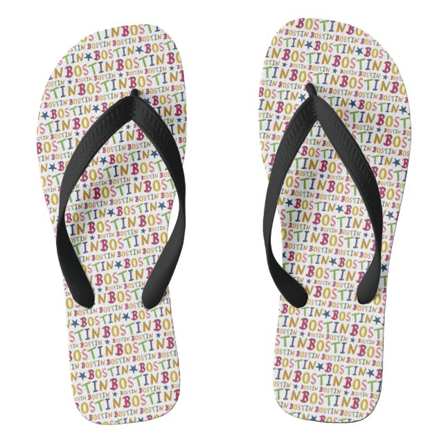 Chanclas Bostin Black Country Word Flip Flop Beach Footwear (Plantilla)