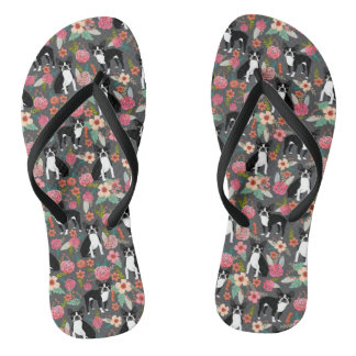 Chanclas Boston Terrier floral - perros y flores