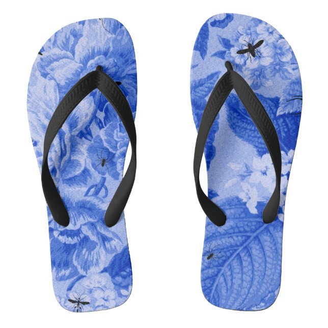 Chanclas Botánico azul y insectos Toile floral del bígaro (Plantilla)