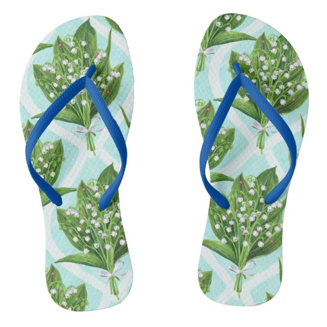 Chanclas Bouquet de lirio del valle flores en azul (Plantilla)