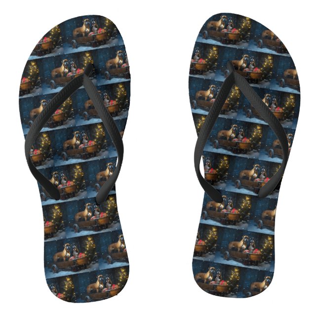 Chanclas Boxeador Nevado Trineo Decoración de Navidad (Plantilla)