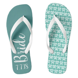 Chanclas Brida Boda personalizada Turquoise Flip Flops