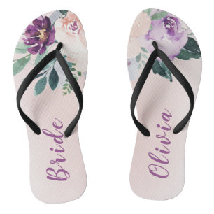 Chanclas Brida personalizada de púrpura botánica florecient