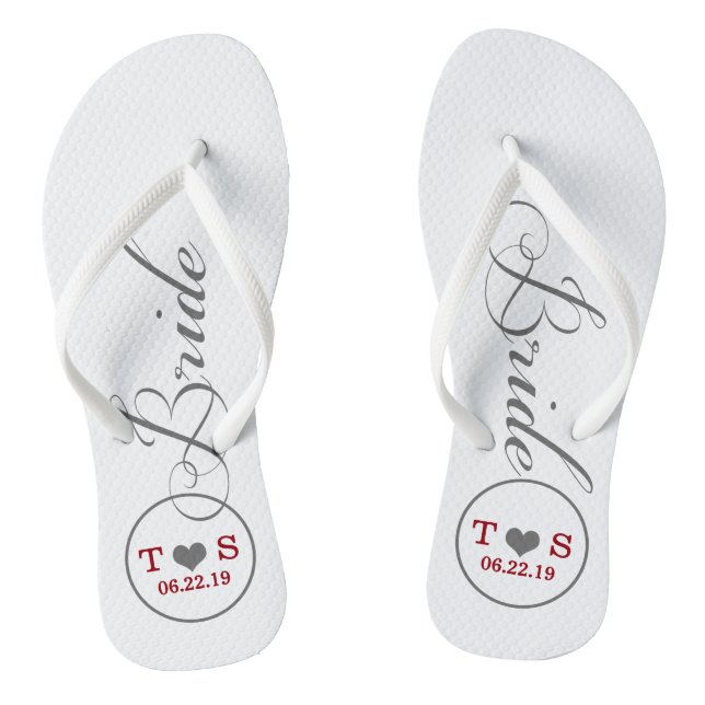 Chanclas Bridal personalizado (gris/rojo) (Plantilla)
