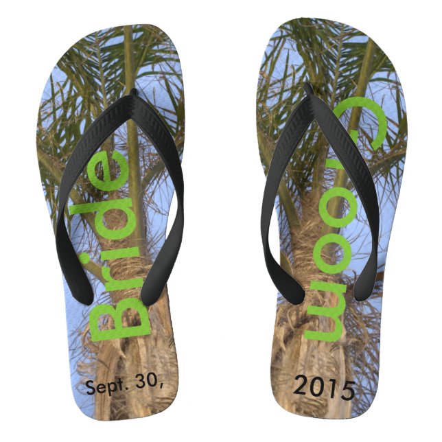 Chanclas Bride Groom Palm Trees Blue Sky (Plantilla)