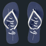 Chanclas Bride Navy Blue Wedding Party Flip Flops Slim<br><div class="desc">Novia simple fiesta de boda azul marino chanclas con correas delgadas</div>