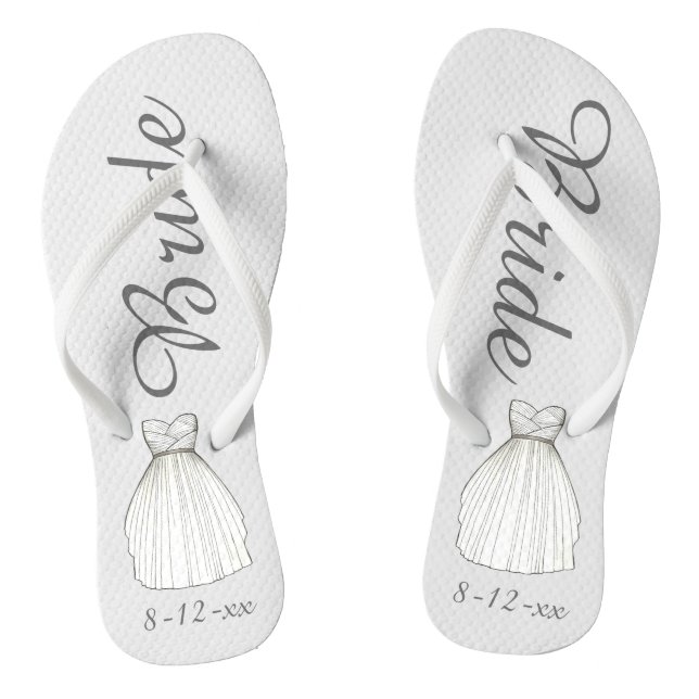 Chanclas BRIDE White Princess Boda Vestido Flip Flip Flops (Plantilla)