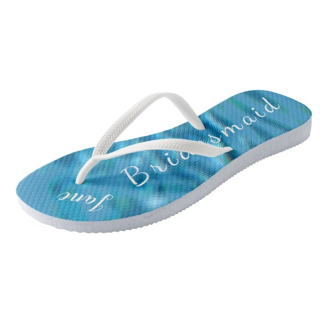 Chanclas Bridesmaid Flip Flops Ocean Waves Nombre Boda (Angular)