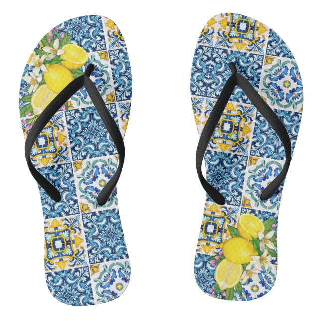 Chanclas Brillante Mediterráneo Sicilia Tiles Citrus Lemons (Plantilla)