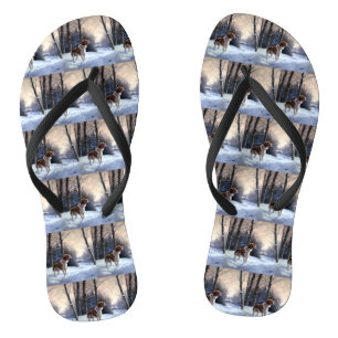 Chanclas Brittany Spaniel Deja que nieve Navidad