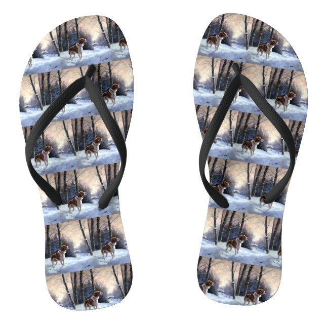 Chanclas Brittany Spaniel Deja que nieve Navidad (Plantilla)