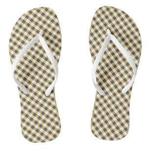 Chanclas Brown Gingham Design Flip Flops