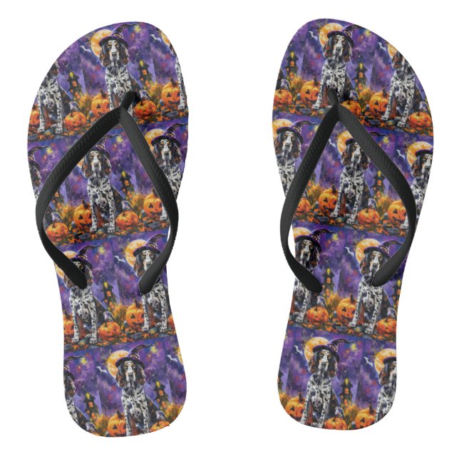 Chanclas Bruja Y Calabaza De Halloween Del Perro De La Infl (Plantilla)