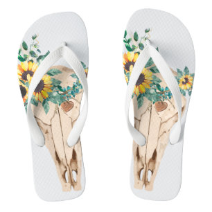 Chanclas Bull Skull Sunflowers