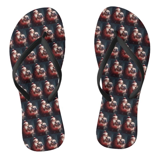 Chanclas Bulldog Con Navidades Festividades De Santa Claus (Plantilla)