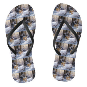 Chanclas Bulldog Deja que nieve Navidad Cepillado
