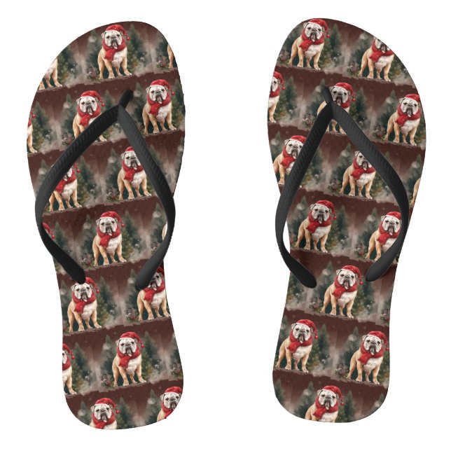 Chanclas Bulldog en Navidades de nieve (Plantilla)