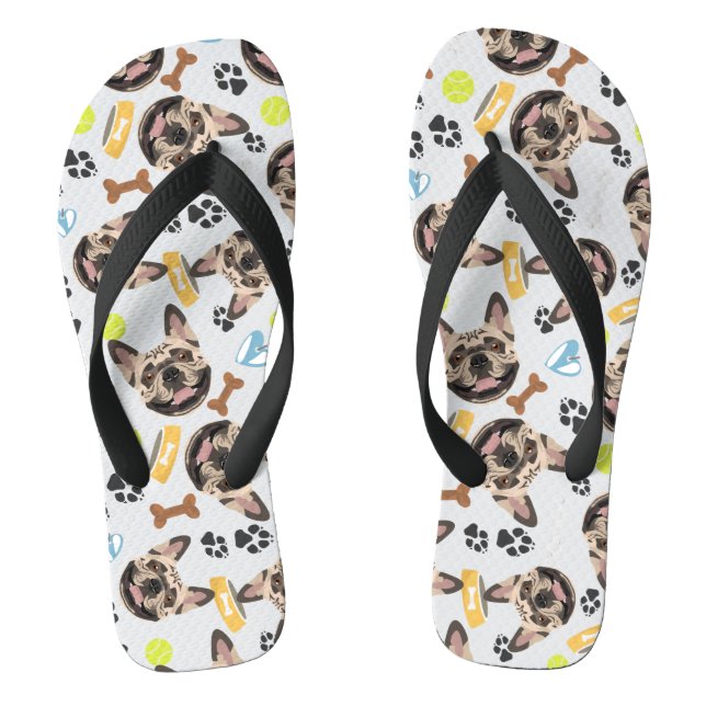 Chanclas Bulldog francés de perro sonriente (Plantilla)