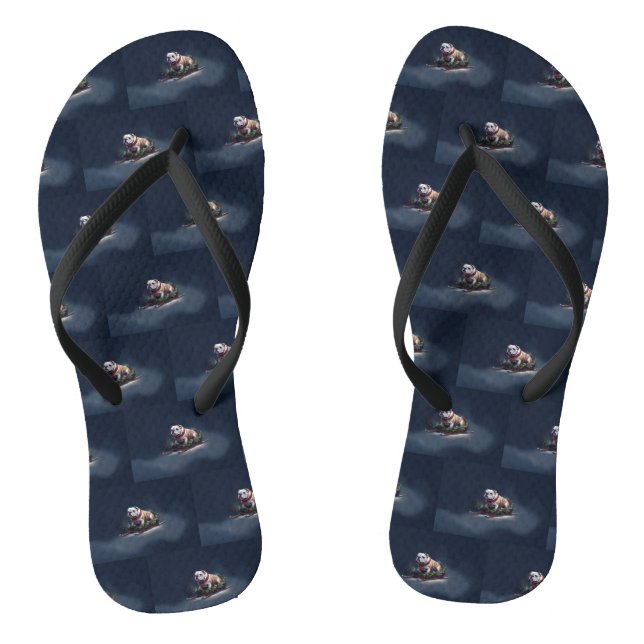 Chanclas Bulldog Navidad nieve invierno (Plantilla)