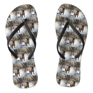 Chanclas Bullmastiff deja que nieve Navidades